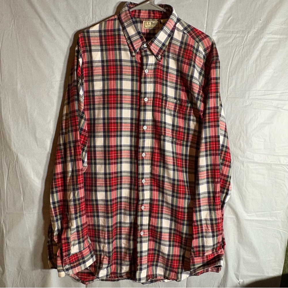 Vtg L.L. Bean Shirt Mens XLT USA Made Cotton Tartan Plaid Flannel Button 90s 00s